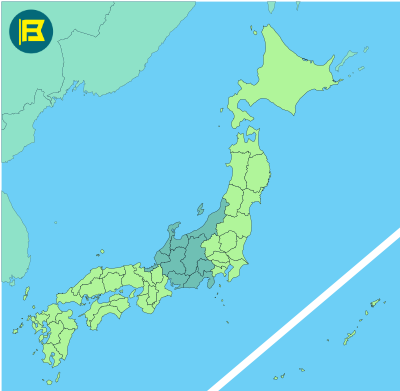 Chubu Location of map of Japan