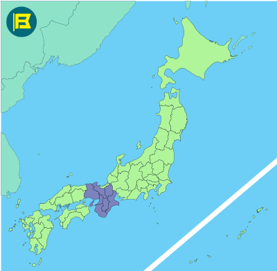 Kansai Location of map of Japan