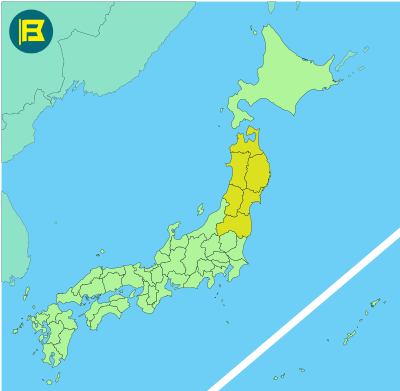 Tohoko Location of map of Japan